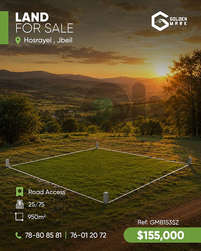 GMB153SZ Land For Sale In Hosrayel - أرض للبيع في حصرايل