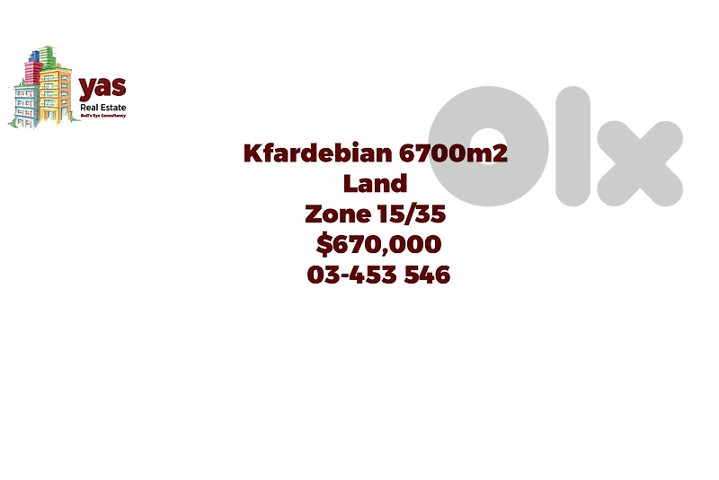Kfardebian 6700m2 | Land | Coeff 15/35 | Prime Location | TCH