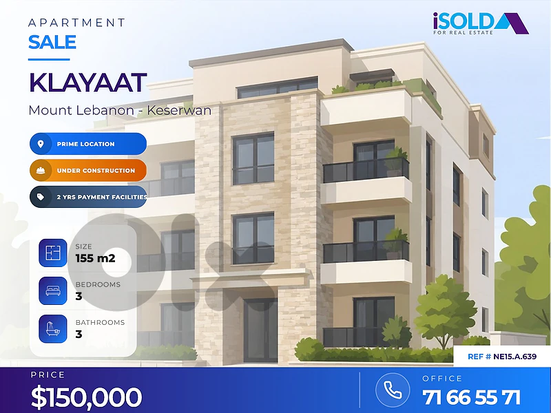 Apartments for Sale in Qleiaat, Keserwan | Under Construction