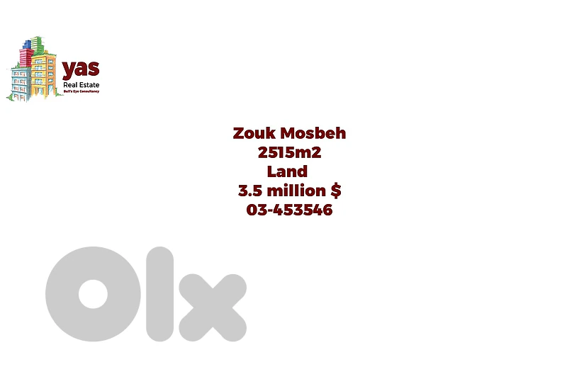 Zouk Mosbeh 2515m2 Land | Super prime Area | 40/120 | WA/TCH