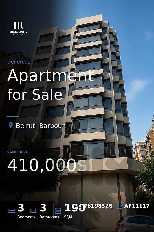 3-bedrooms Apartment for Sale , located in Barbour , Beirut