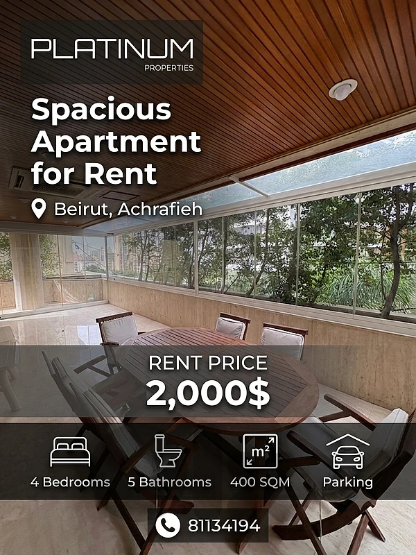 Apartment for rent in Achrafieh