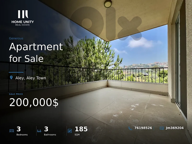 3-bedrooms Apartment for Sale , located in Aley Town , Aley