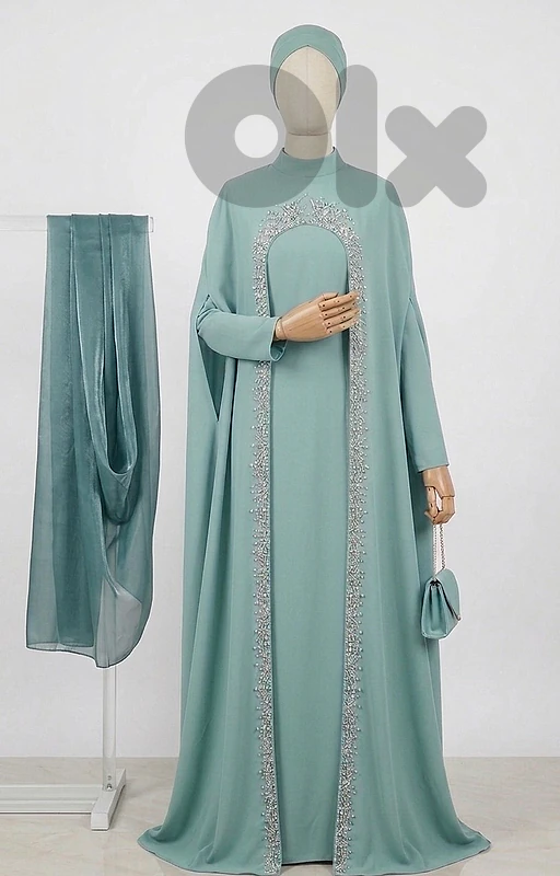 Turkish Modest Dress with Matching Veil/فستان تركي أنيق مع منديل