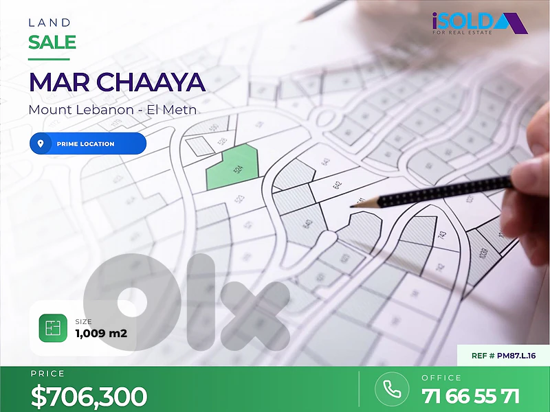 A 1009 m2 land for sale in Mar Chaaya