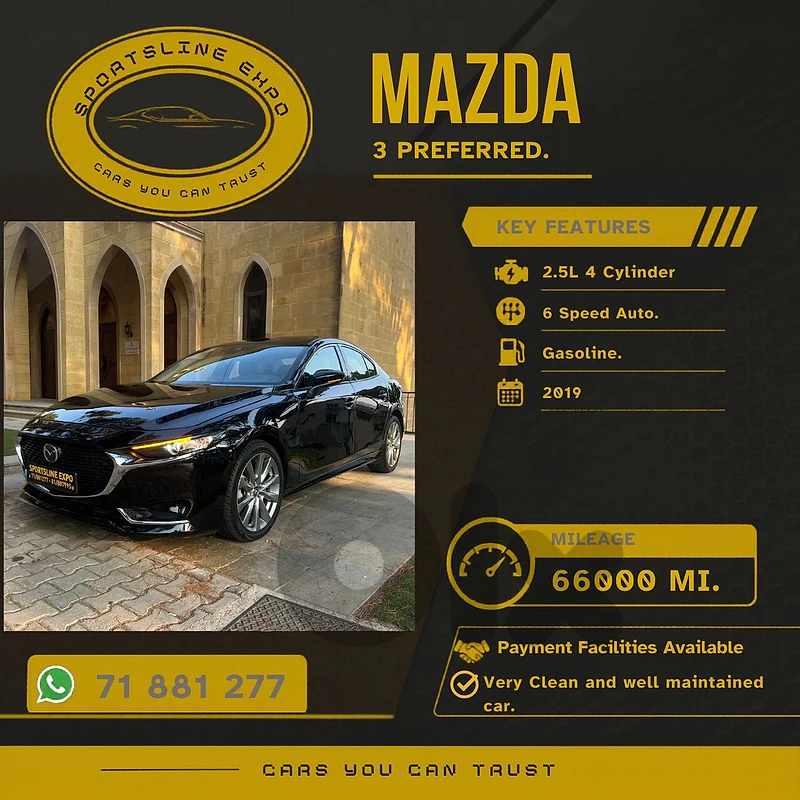 Mazda 3 2019 Preferred 66K Miles (payment facility)