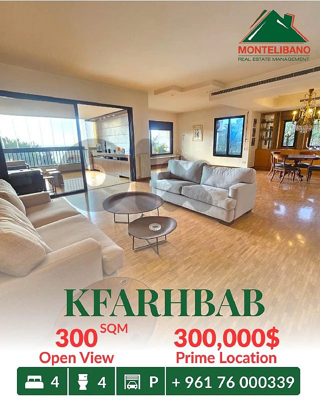 300 sqm Apartment For Sale in Kfarhbab كفرحباب with Open View 300 sqm Apartment For Sale in Kfarhbab كفرحباب with Open View