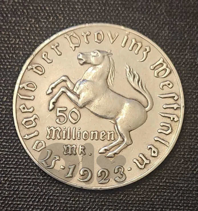 German 50 Million Mark Notgeld Medal 1923ميدالية ألمانية 50 مليون مارك