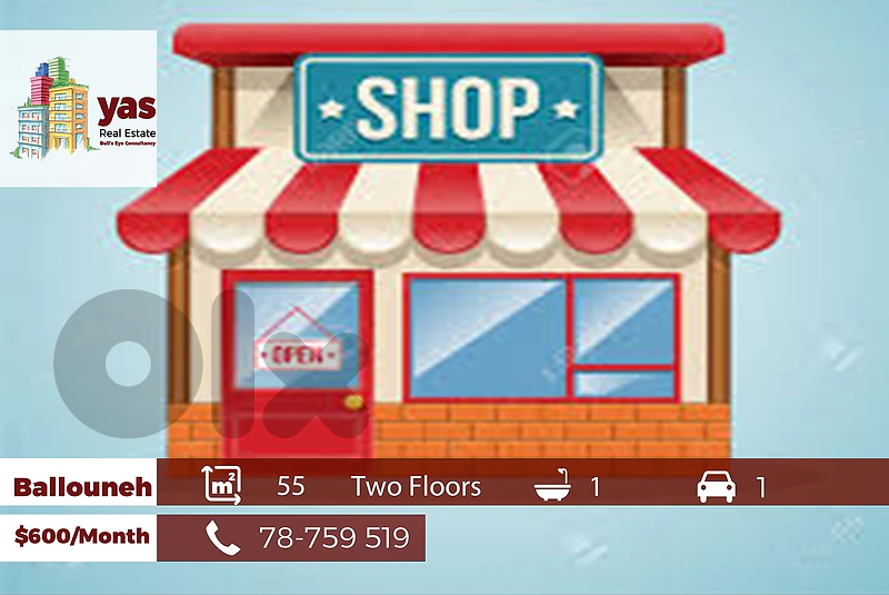 Ballouneh 55m2 | Two Floors Shop | Rent | Prime Location | TYT