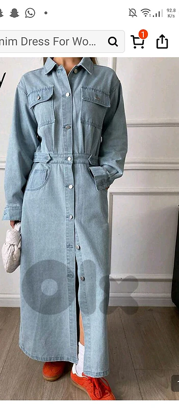 فستان جينز طويل راقي (Denim Dress) جديد من SHEIN