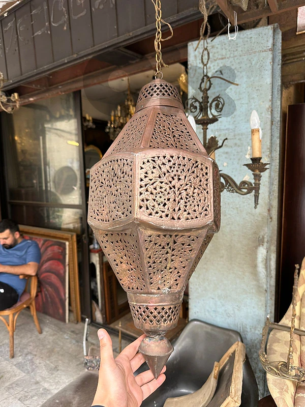 فانوس نحاس انتيك شغل النعسان دقّ يدوي طول ٦٠سم
