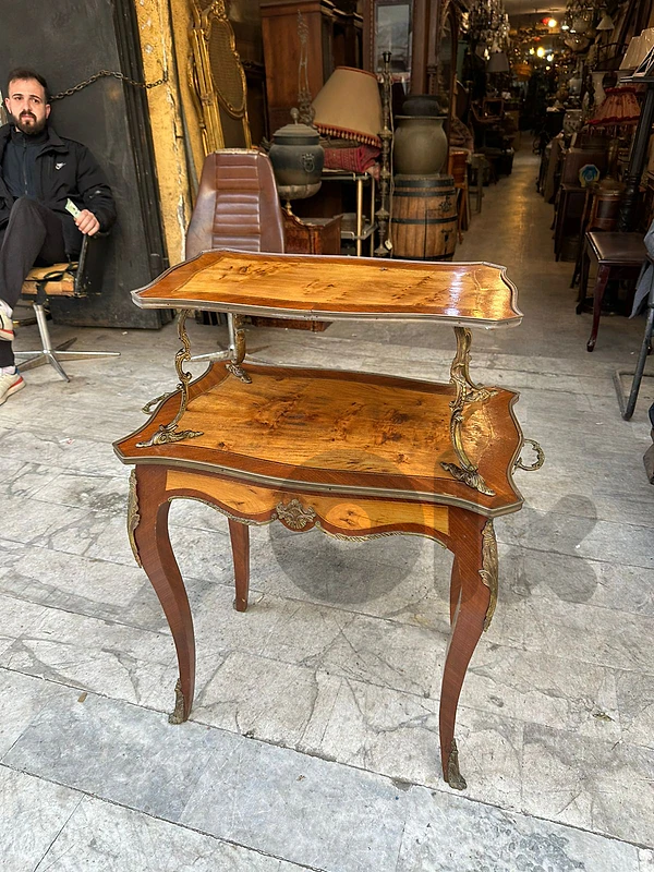 antique frensh table salon marquetry