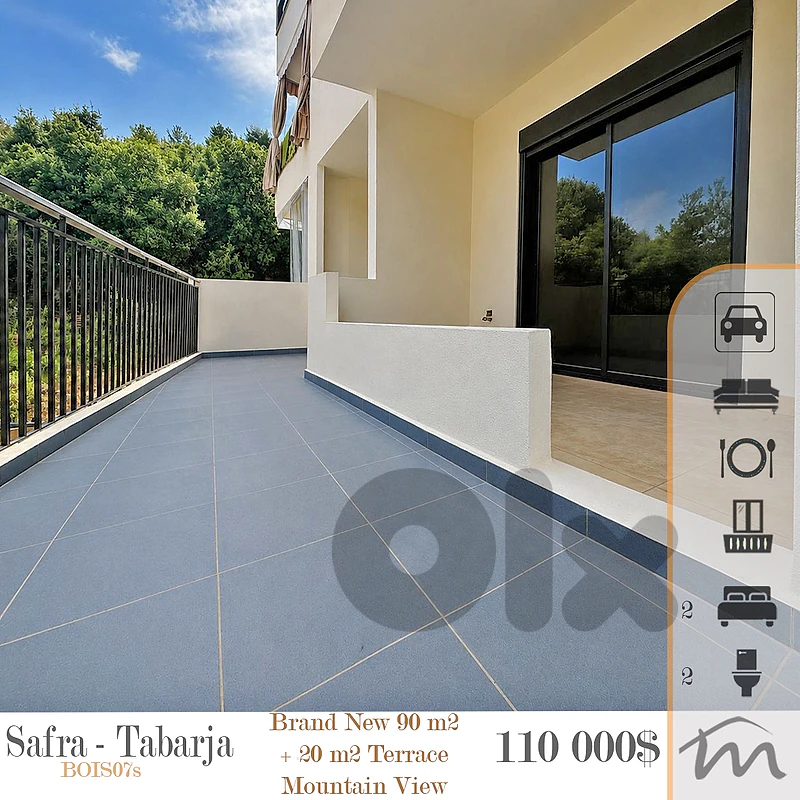 Safra - Tabarja | Brand New 90m² + 20m² Terrace | 4 Minutes to HIghway