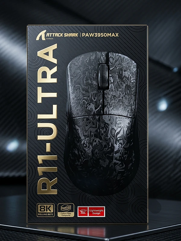 ATTACK SHARK R11 ULTRA Wireless 8K PAW3950MAX Gaming Mouse
