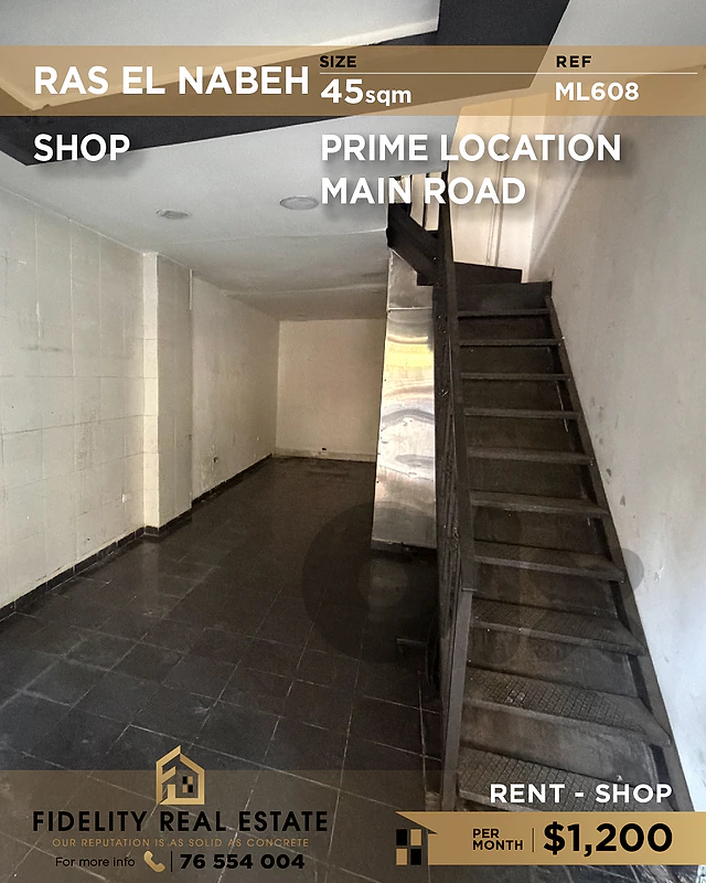 Shop for rent in Ras El Nabeh ML608 محل تجاري للإيجار في رأس النبع