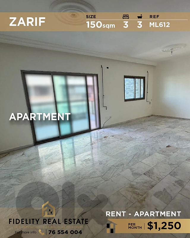 Apartment for rent in Zarif ML612 شقة للإيجار في ظريف