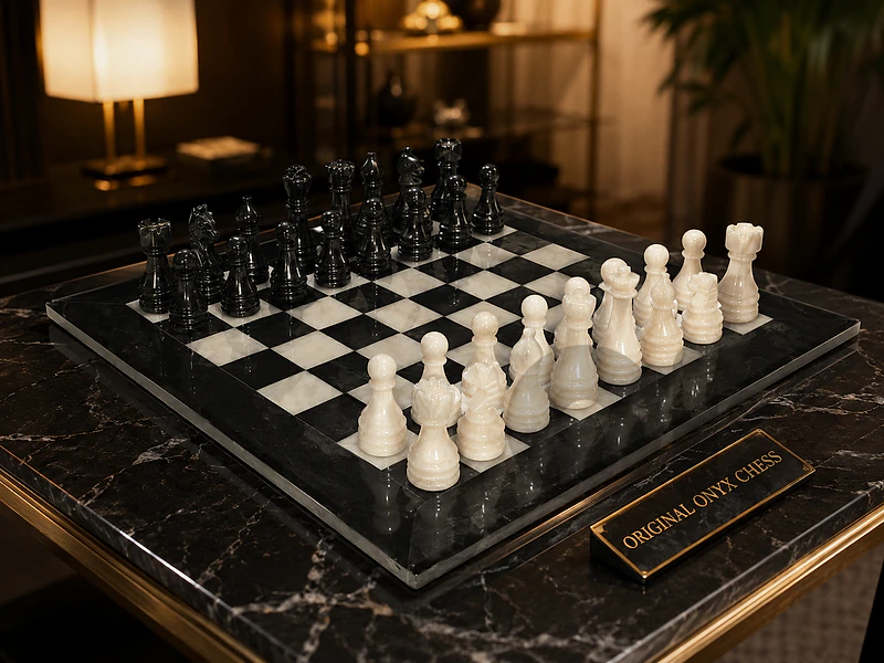 Onyx Chess Original Black & white Stone