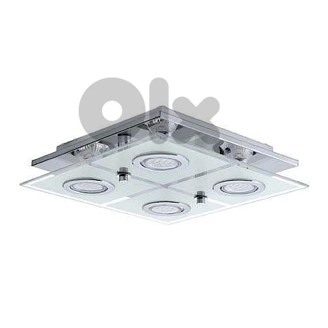 EGLO Cabo Ceiling Light – Stainless Steel, Heavy Glass, 4xGU10 Bulbs