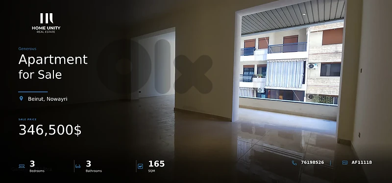 3-bedrooms Apartment for Sale , located in Nowayri , Beirut