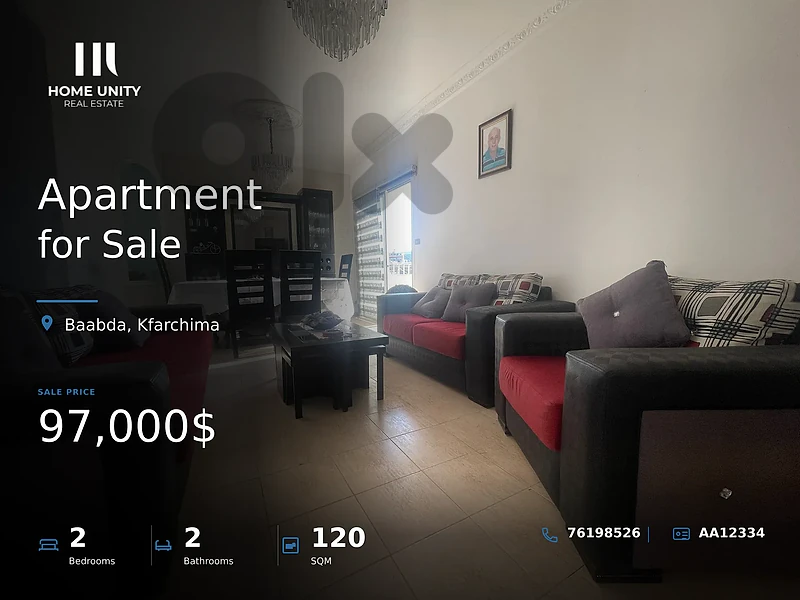 2-bedrooms Apartment for Sale , located in Kfarchima , Baabda