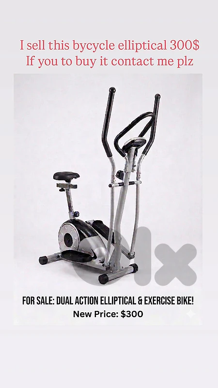 dual elliptical& exercise bike  used  for sale