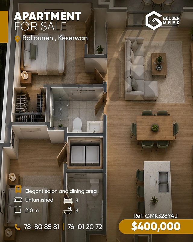 GMK328YAJ - Apartment for Sale In  Ballouneh - شقة للبيع في بلونة
