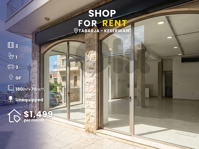 Shop with Terrace For RENT In Tabarja محل للإيجار #CA