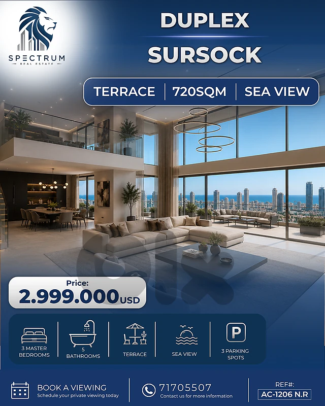 DUPLEX IN ACHRAFIEH SURSOUCK | SEA VIEW & TERRACE | AC-1206 N.R