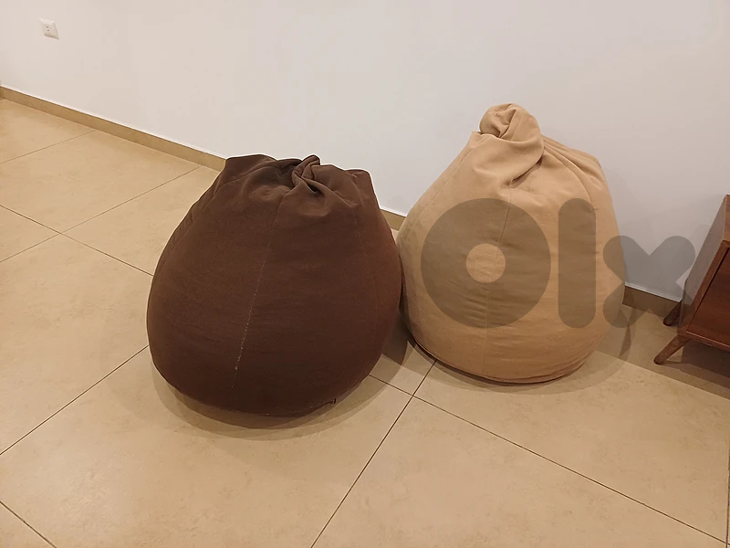 boho 2 poof beige brown