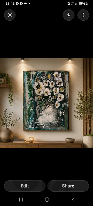 لوحه فنيه مرسومهيدويا باسلوبabstract  floral