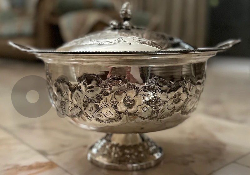 SILVER PLATED PEDESTAL POT