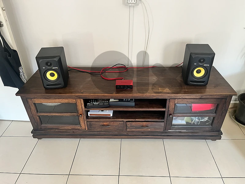 Vintage walnut wood tv unit with storage