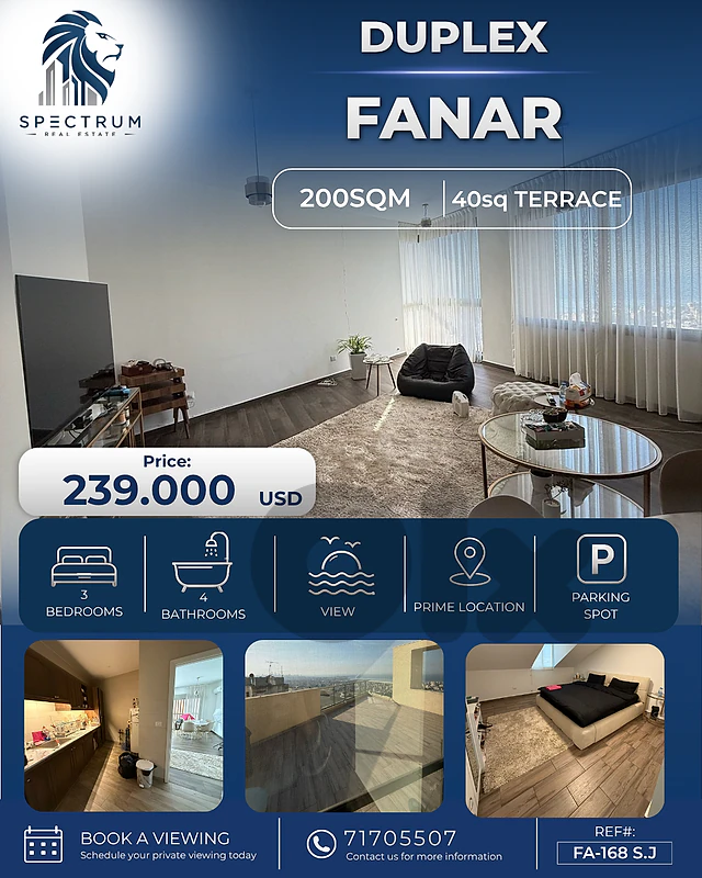 DUPLEX IN FANAR PRIME WITH TERRACE AND VIEW (200SQ) , (FA-168)