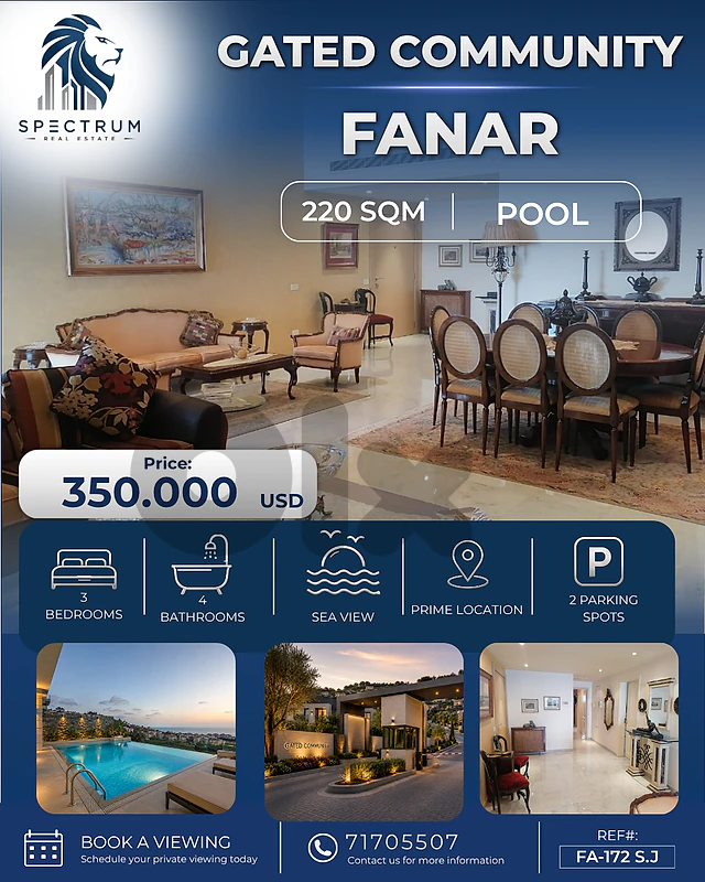 POOL | GATED COMMUNITY | FANAR PRIME | 3 BEDS | VIEW (FA-172)