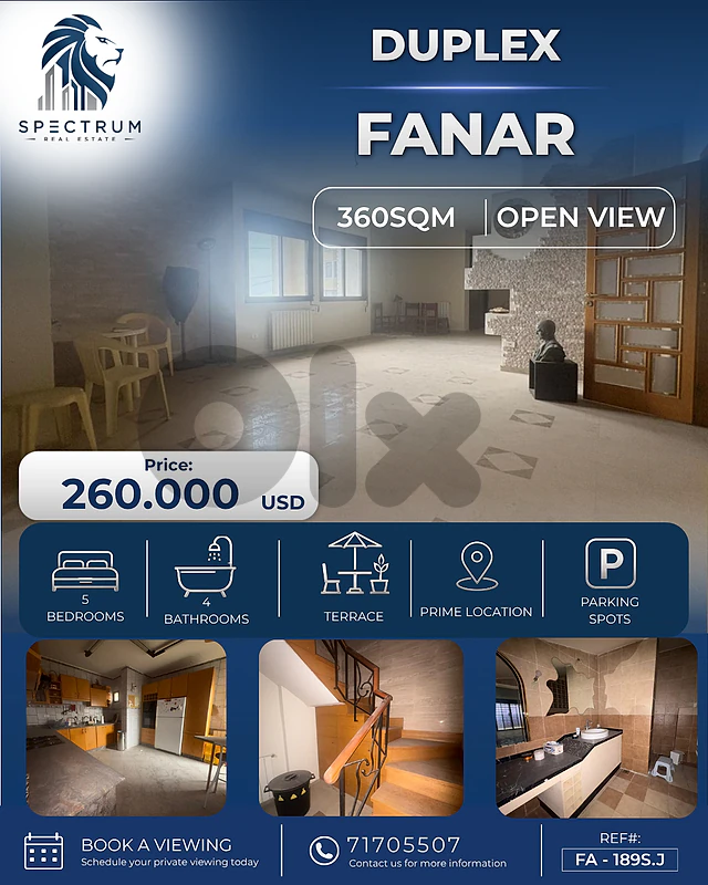 5 BEDROOMS DUPLEX FOR SALE IN FANAR PRIME OPEN VIEW,  (FA-189)
