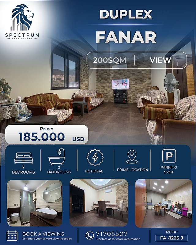 DUPLEX IN FANAR | OPEN VIEW | 2 BEDS, (FA-122) DUPLEX IN FANAR | OPEN VIEW | 2 BEDS, (FA-122)