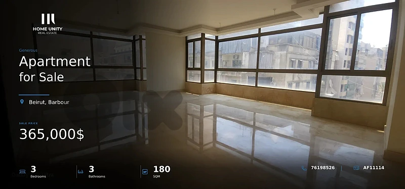 3-bedrooms Apartment for Sale , located in Barbour , Beirut