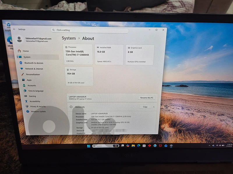 *USED* HP Omen 17 *keyboard doesnt work* 3070TI i7 12800HX