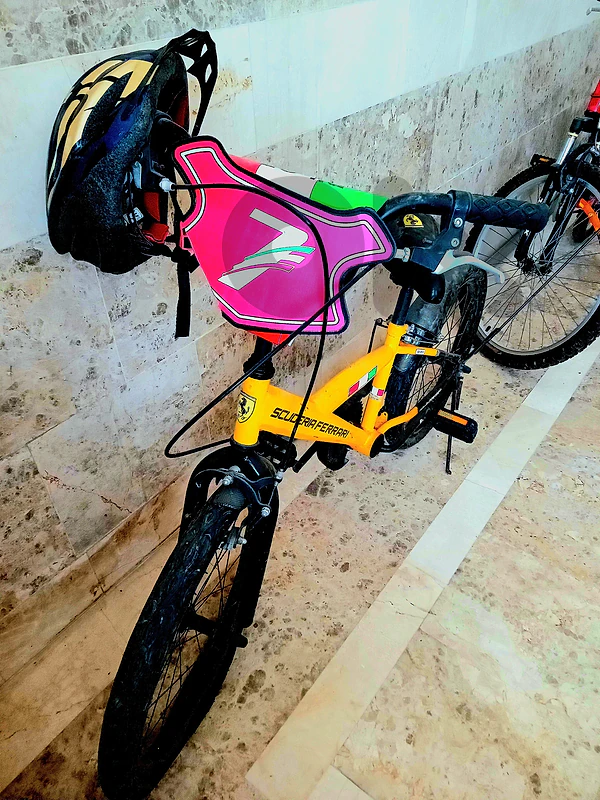 Two Wheeler Bicycle And A Helmet