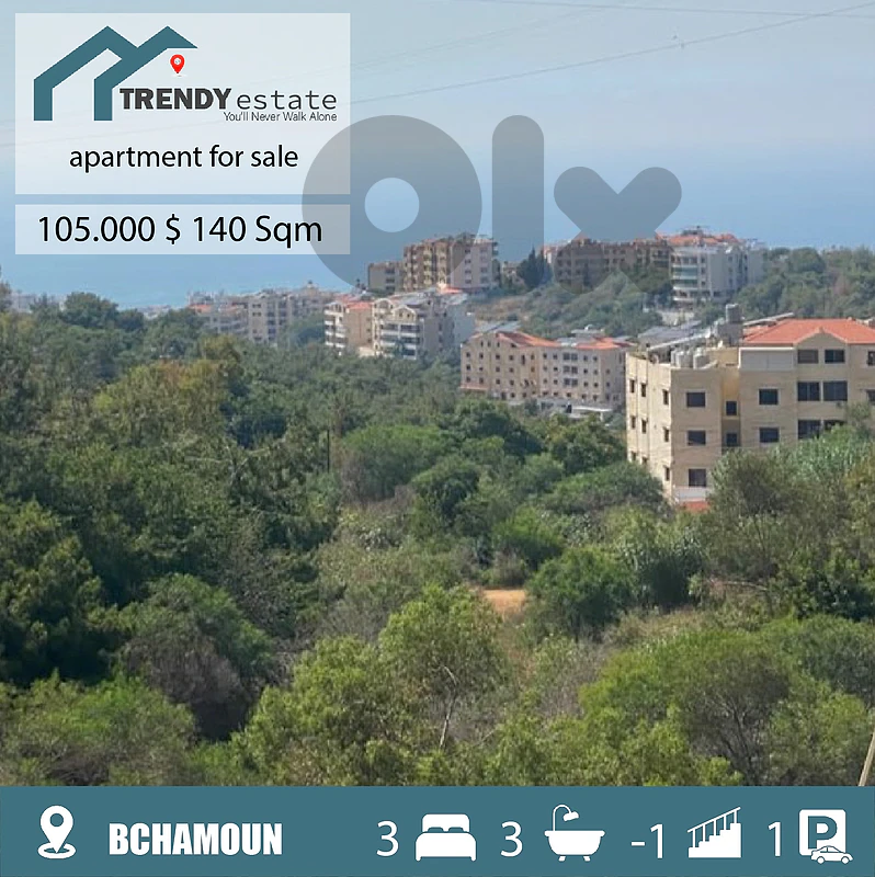 شقة للبيع بسعر مميز واطلالة في بشامون apartment dor sale in bchamoun