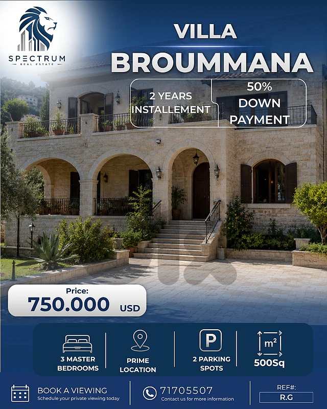 VILLA FOR SALE WITH PAYMENT FACILITIES IN BROUMANA PRIME , BR-240 VILLA FOR SALE WITH PAYMENT FACILITIES IN BROUMANA PRIME , BR-240
