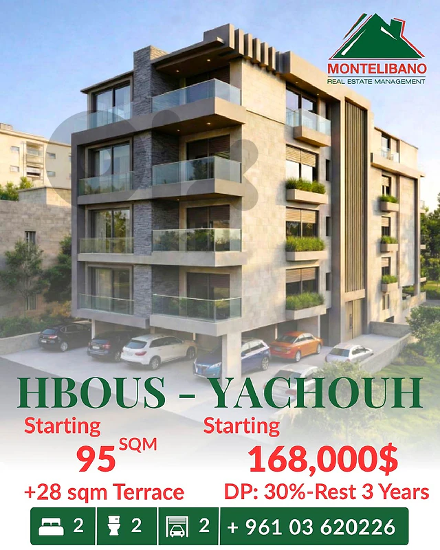 Apartment For Sale in Hbous-Yachouh with Terrace and Installment Plan Apartment For Sale in Hbous-Yachouh with Terrace and Installment Plan