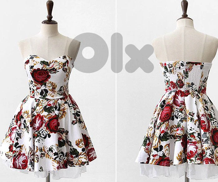 Rose floral strapless dress