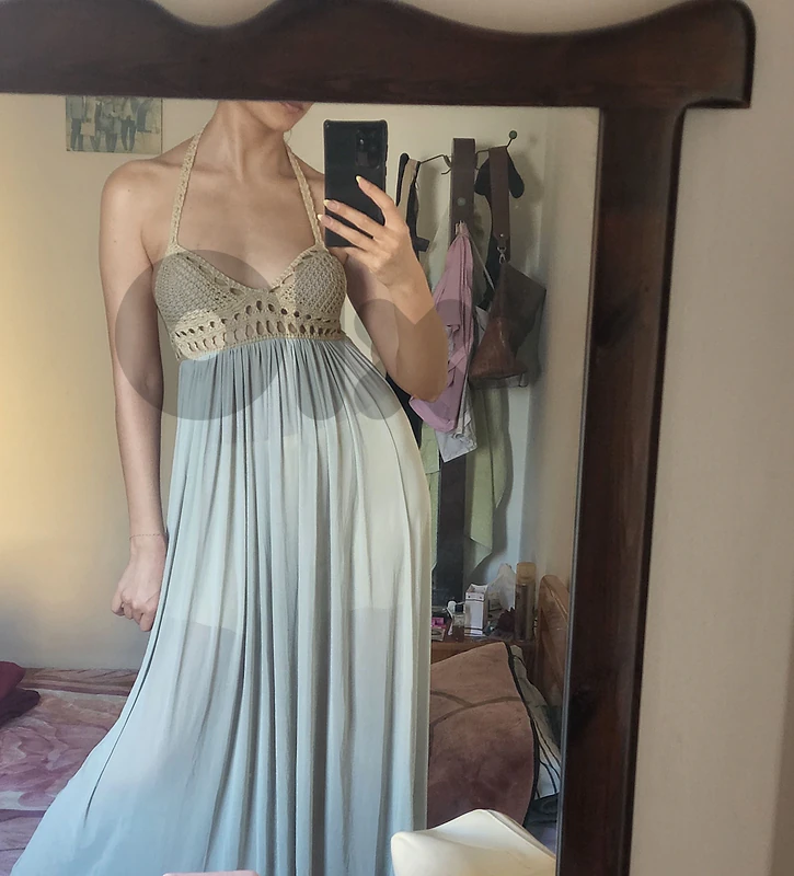 long transparent sage green casual vacation and beach dress