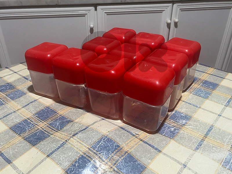 Vintage IPA Retro Spice Jar Storage Lot | 10 Pc Red Space Age Plastic