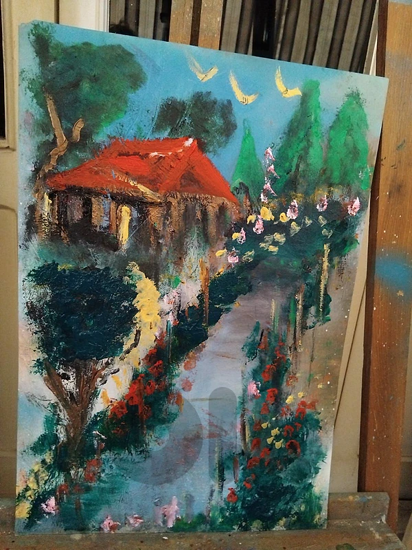 رسم زيتي على الكرتون بدون  بروز