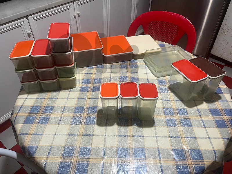 20pc Vintage Orange Food Storage Container Lot