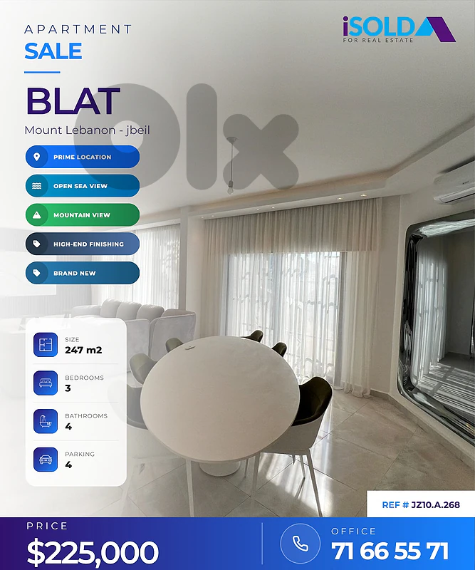 Terrace+Panoramic View for sale in Blat - شقة للبيع في بلاط
