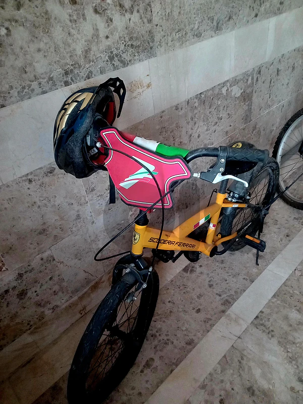 Two Wheeler Bicycle And A Helmet