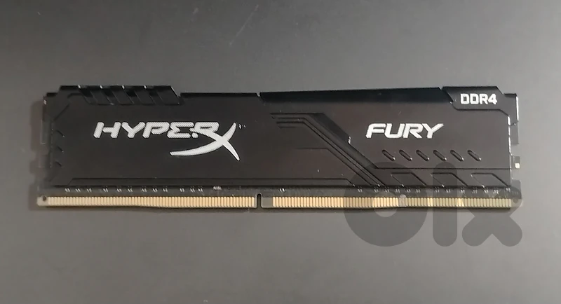 Kingston HyperX Fury DDR4 memory module featuring a black Kingston HyperX Fury DDR4 memory module featuring a black